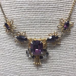 Scitarelli necklace vintage amethyst rhinestones
